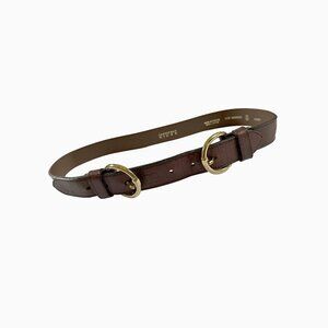 Vintage JH Wyckman Gigue Equestrian Leather Belt S Gold Double Ring Horse Brown